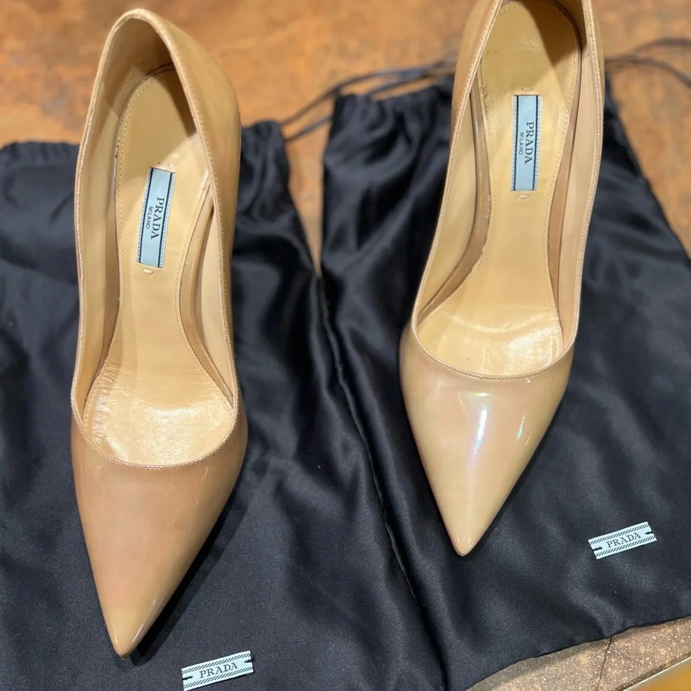 Prada Pointy Toe Pump (Women), Color: Sabbia Patent - Picture 3 of 10